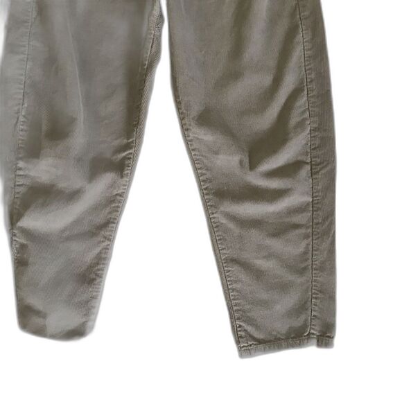 Zara Pale Olive Green Cotton Corduroy Mid Rise Barrel Leg Fall Winter Pants 8 - Picture 2 of 9